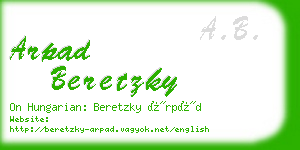 arpad beretzky business card